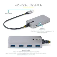 StarTech.com 5G4AB-USB-A-HUB hub-uri de interfață USB 3.2 Gen 1 (3.1 Gen 1) Type-A 5000 Mbit s Gri