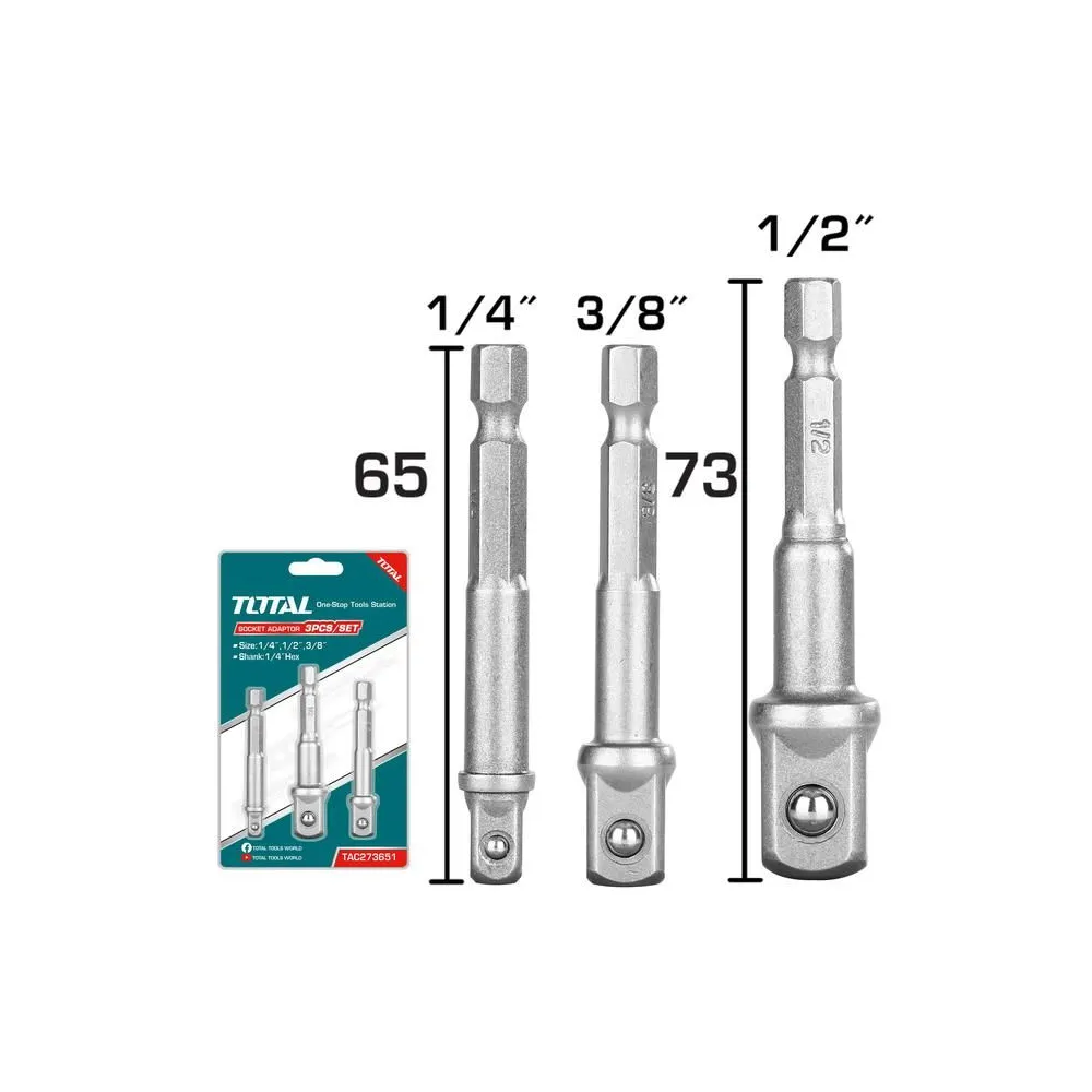 Total - set 3 adaptoare 1/4 3/81/2