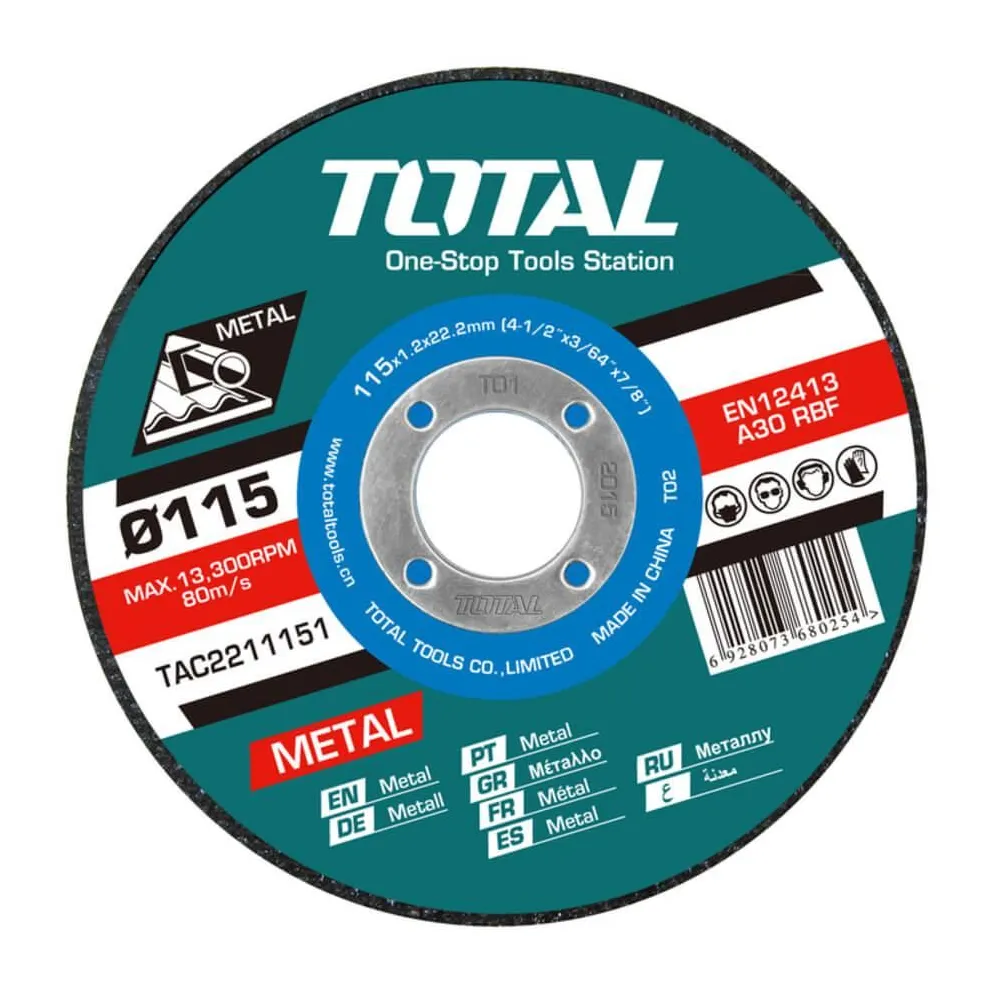 Total - set 10 discuri abrazive taiere metale - 115x1.2mm