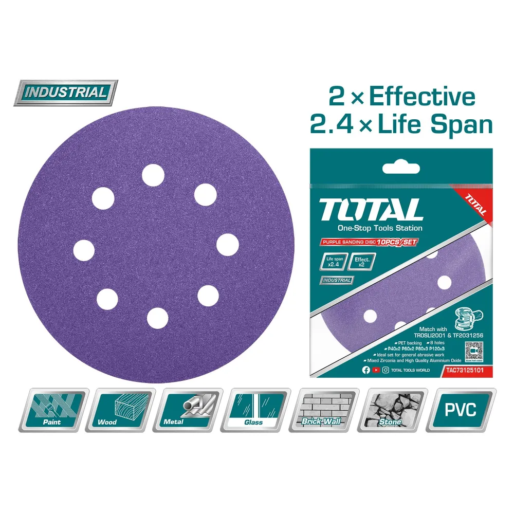 Total - disc hartie abraziva 125mm -p40p60p80p1