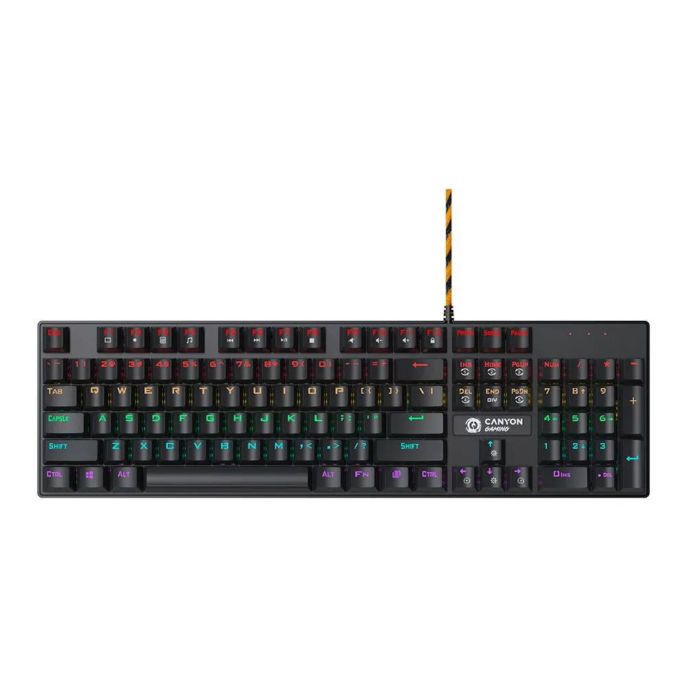 Wired black mechanical keyboard with colorful lighting system104pcs rainbow backlight