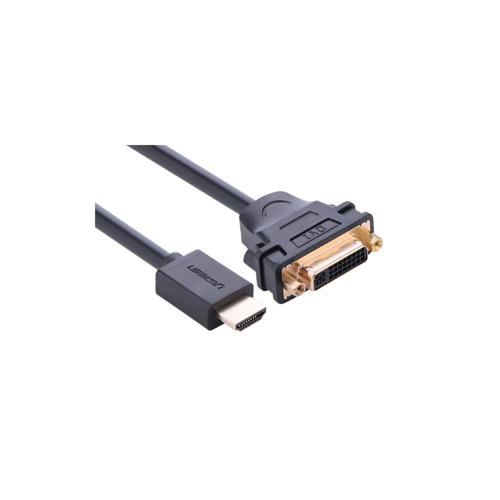 Ugreen 20136 adaptor pentru cabluri video 0,15 m HDMI DVI Negru, De aur