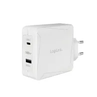 Alimentator retea, Logilink, universal, 1 x usb-c, 1 x usb-a, alb