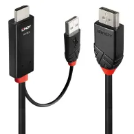 Lindy 41498 adaptor pentru cabluri video 1 m HDMI + USB Type-A DisplayPort Negru
