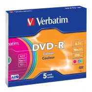 Dvd-r colour surface 16x 4.7gb slim case set 5 buc 43167-pack