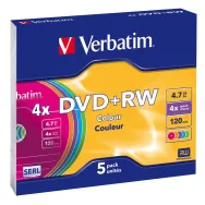 Dvd+rw colour surface 4x 4.7gb slim case set 5 buc 43297-pack