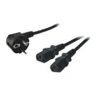 Cablu alimentare Logilink, Schuko - 2x C13, 1.7m, Black