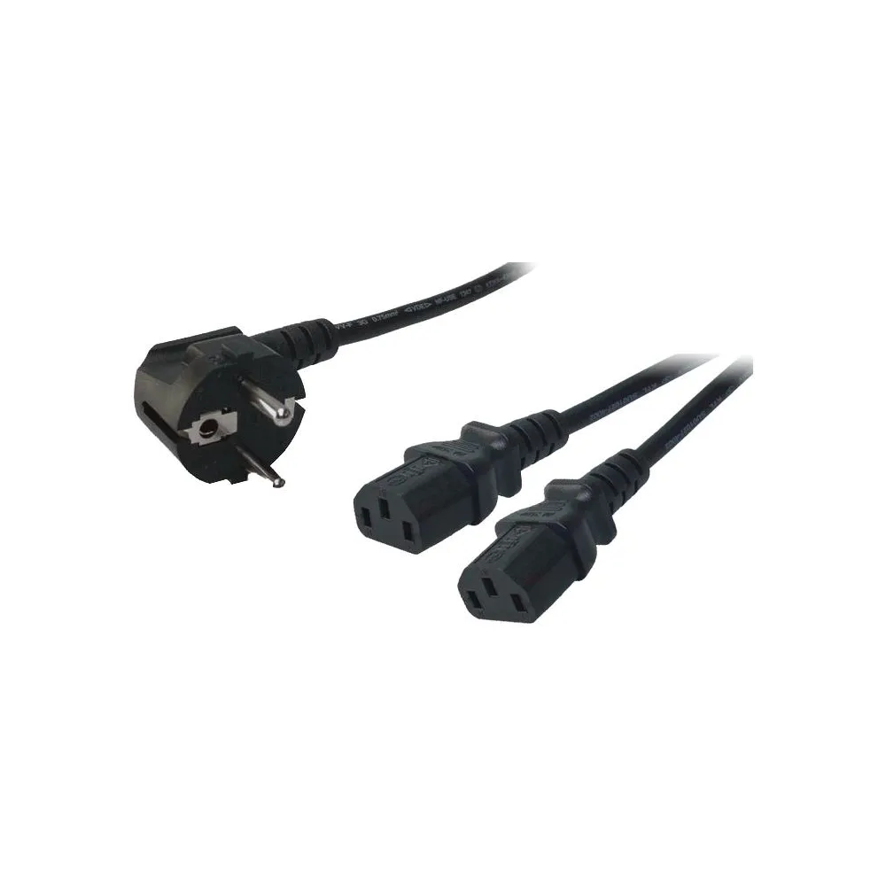 Cablu alimentare Logilink, Schuko - 2x C13, 1.7m, Black