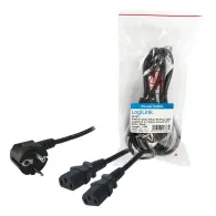 Cablu alimentare Logilink, Schuko - 2x C13, 1.7m, Black