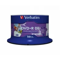 Dvd+r double layer wide printable no-id surface 8x 8.5gb spindle 50 buc 43703
