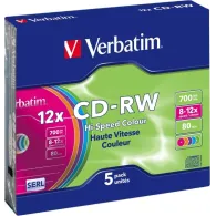 CD-RW Verbatim 12x, 700MB, 5buc, Jewel Case