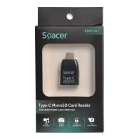 Card reader extern spacer interfata usb type c citeste/scrie: micro sd plastic negru spcr-307 (include tv 0.03 lei)