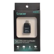 Card reader extern spacer interfata usb type c citeste/scrie: micro sd plastic negru spcr-307 (include tv 0.03 lei)