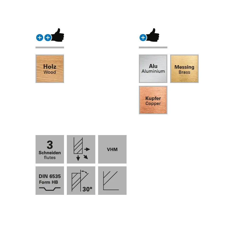 Freza cu 2 caneluri datron 0068033a 3.0x6.0mm