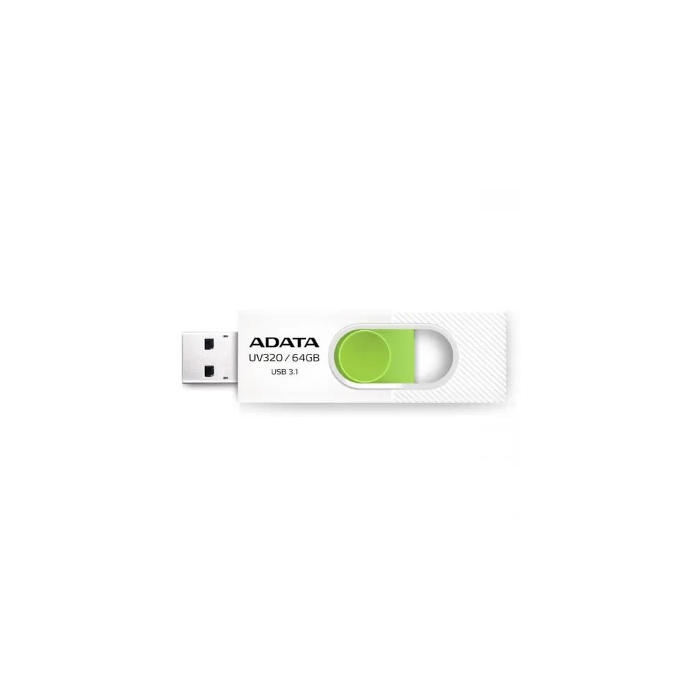 Stick Memorie AData UV320 64GB, USB 3.1, White-Green A-data - 1