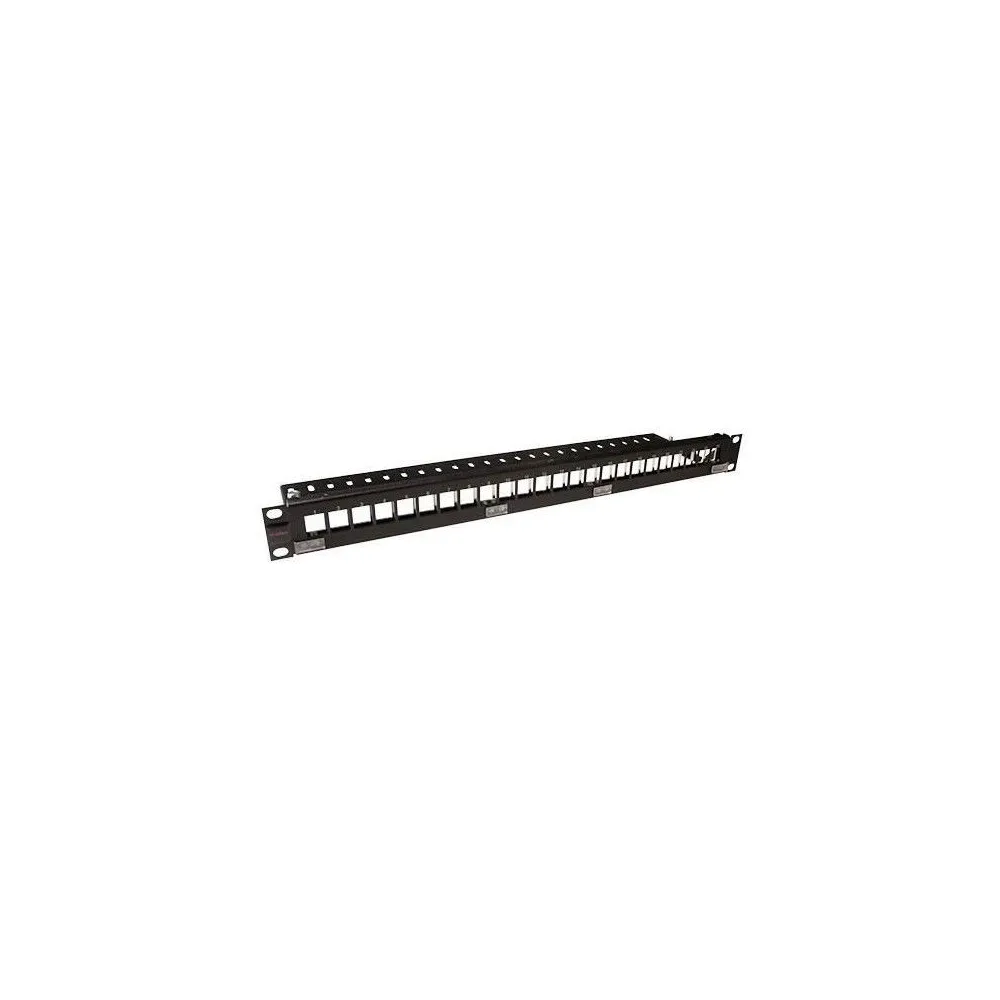 Patch panel Molex, 19'', 1U, 24 porturi neechipat, pentru conectori Keystone, cu bare de gestionare a cablurilor