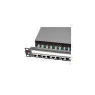 Patch panel Molex, 19”, 1U, PowerCat 5e, 24xRJ45, ecranat, suport de cabluri integrat, Graphite