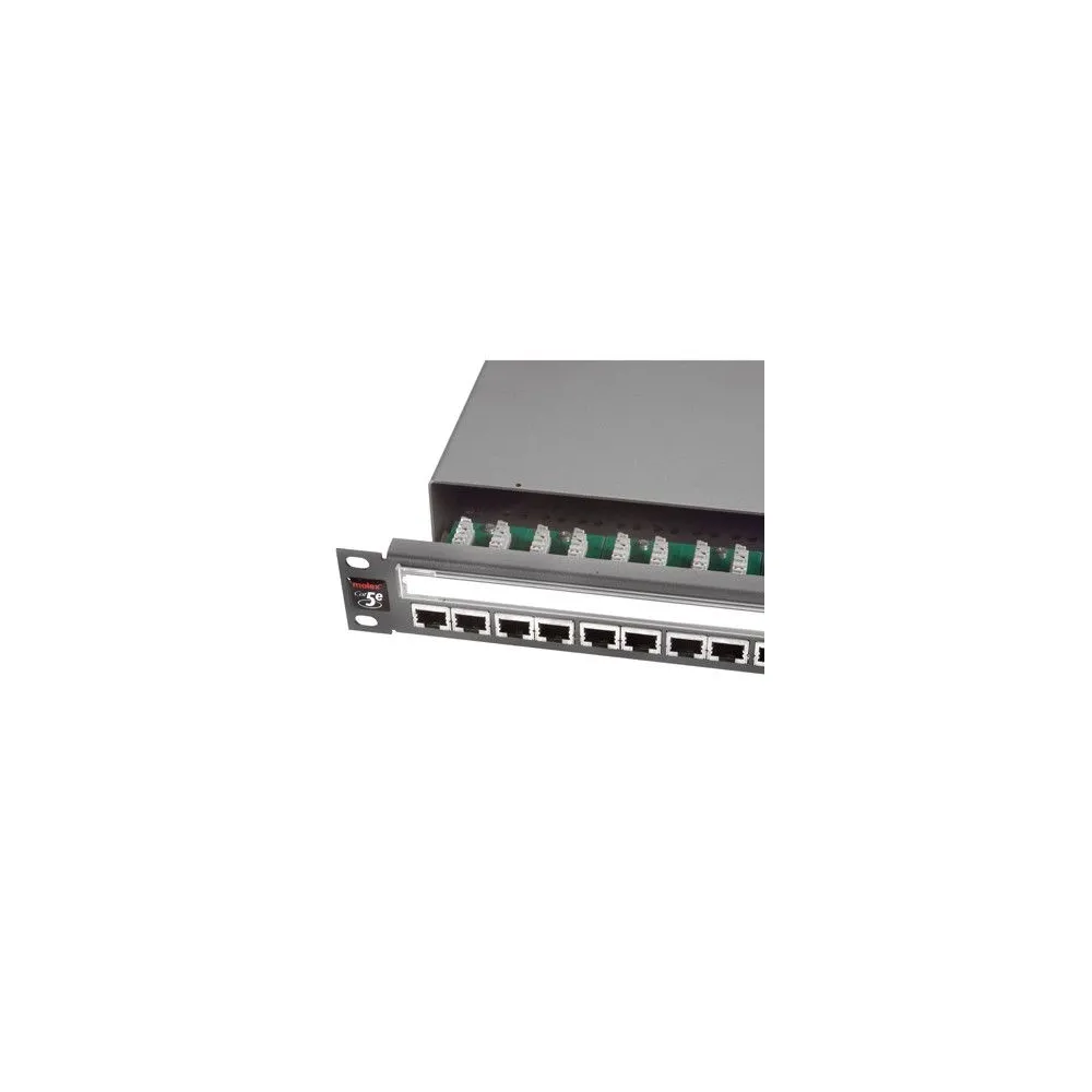 Patch panel Molex, 19”, 1U, PowerCat 5e, 24xRJ45, ecranat, suport de cabluri integrat, Graphite