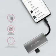 Hub USB Axagon HMC-4G2, 2x USB-A, 2x USB-C, Grey