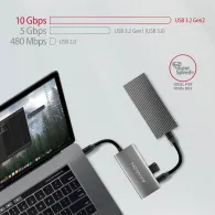 Hub USB Axagon HMC-4G2, 2x USB-A, 2x USB-C, Grey