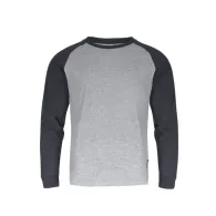 Tricou bumbac cu maneca lunga / gri-negru - s