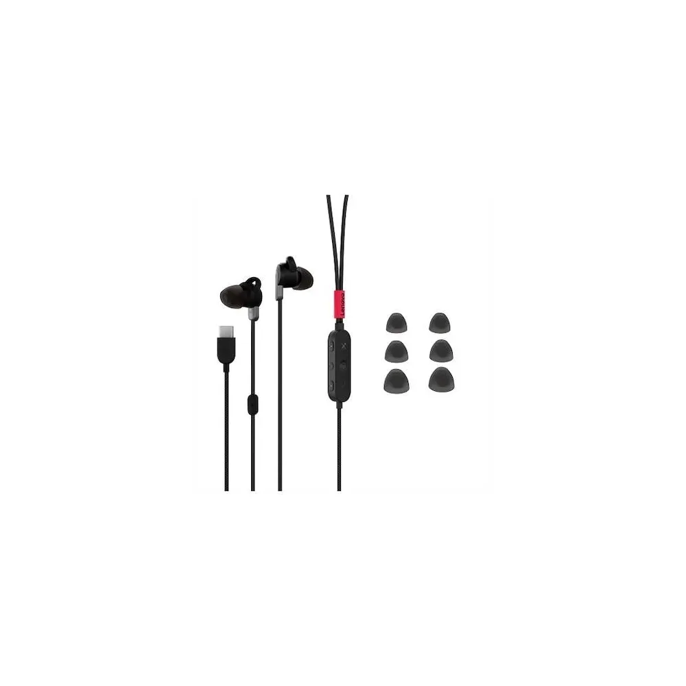 Casti cu microfon Lenovo Go, USB-C, Storm Grey