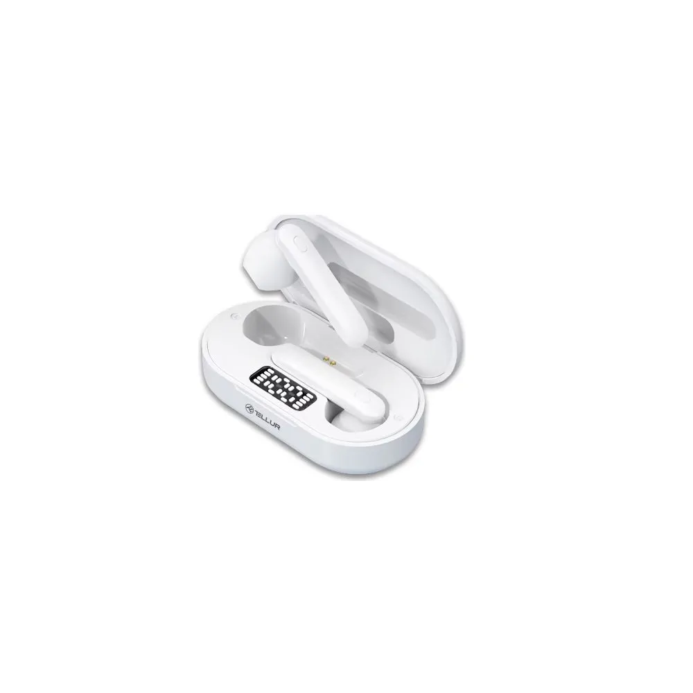 Casti In-Ear Bluetooth Tellur Flip, True Wireless, alb
