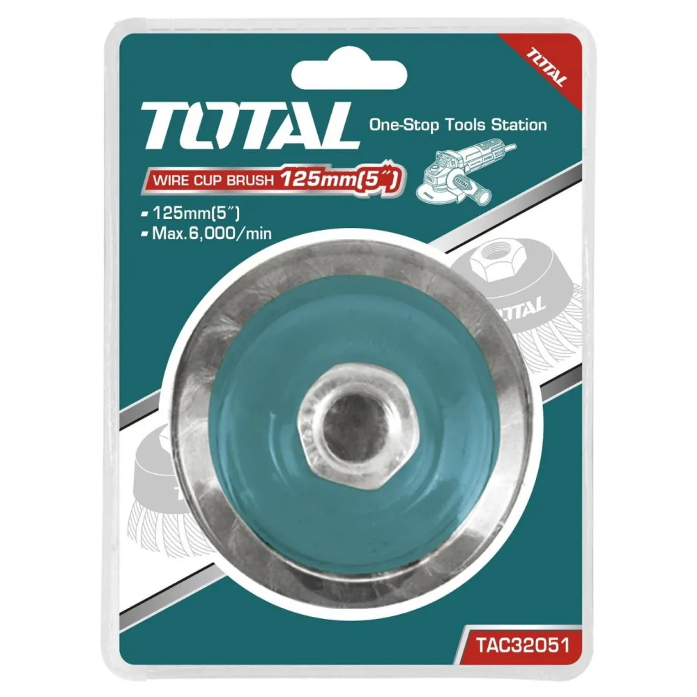Total - perie sarma tip cupa - fir rasucit - 125mm