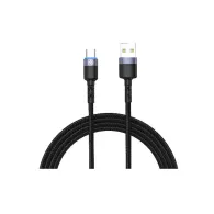 Cablu Tellur, USB- USB Type-C cu LED, nailon, 1.2m, negru
