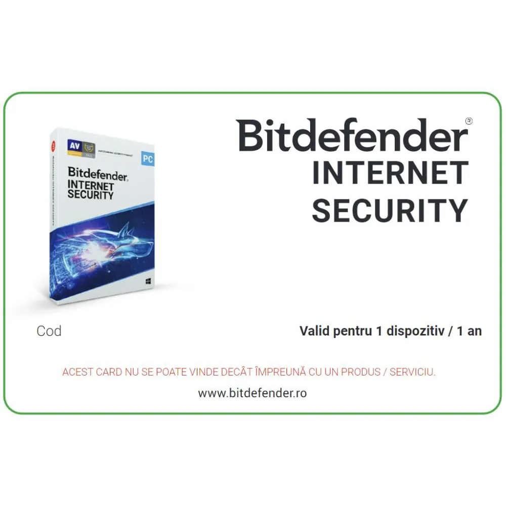 Sw ret internet security / 1pc scratch card bitdefenderis03zzcsn1201hen