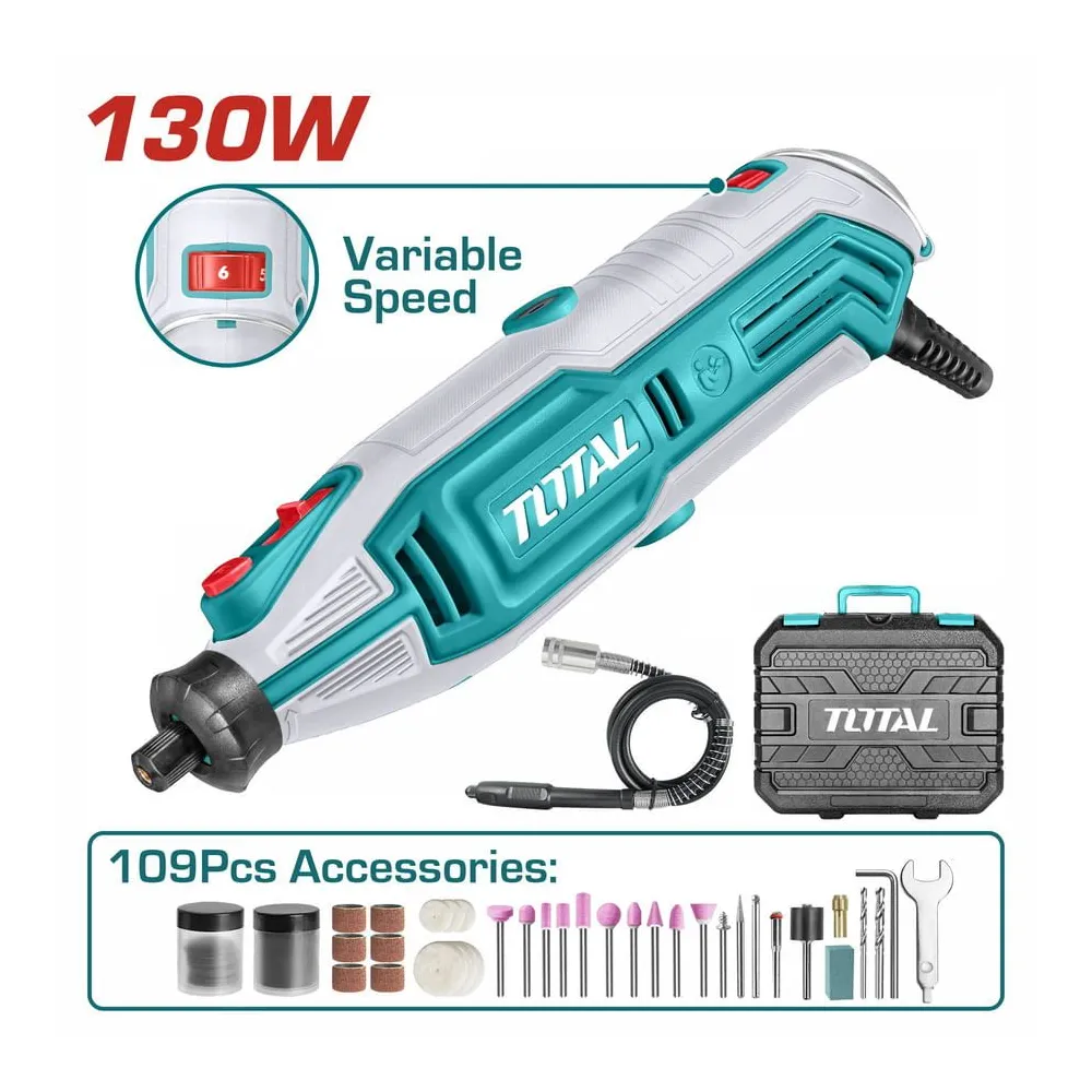 Total - mini polizor 130w - 109 accesorii