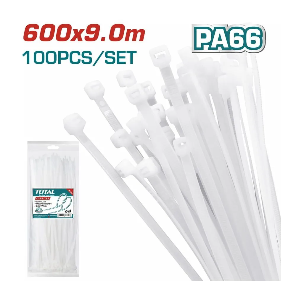 Total - coliere de plastic - 100buc - 9x600mm nylon 66