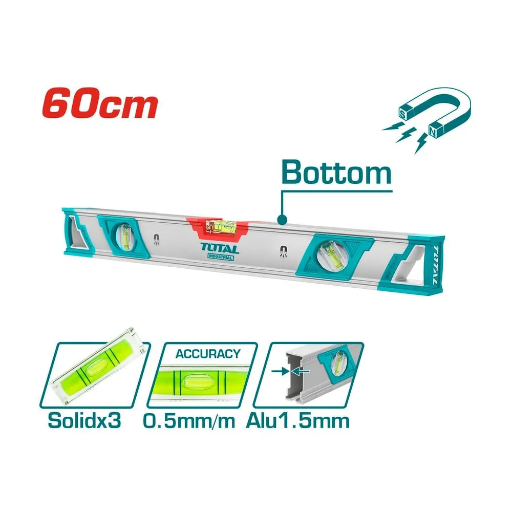 Total - nivela magnetica cu bula - 60cm - precizie