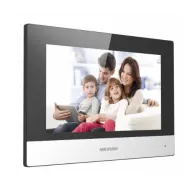 Monitor videointerfon IP Wi-Fi Hikvision DS-KH6320-WTE1, 7 inch, LCD, TFT, Touch, PoE, Silver / Black