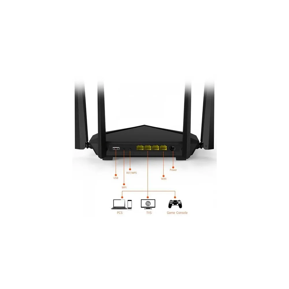 Router wireless Tenda AC10U, 3x LAN, negru