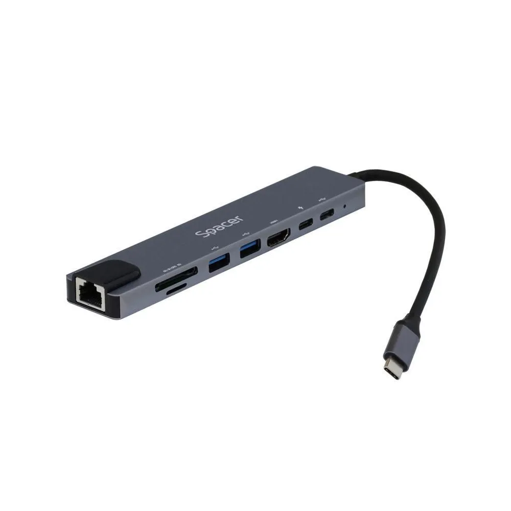 Docking Station Spacer SPDS-TypeC-CHUPSG-8in1, usb-c, Grey