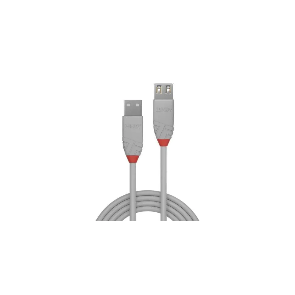 Cablu Lindy, USB 2.0 female - USB 2.0 male, 3m, Gray
