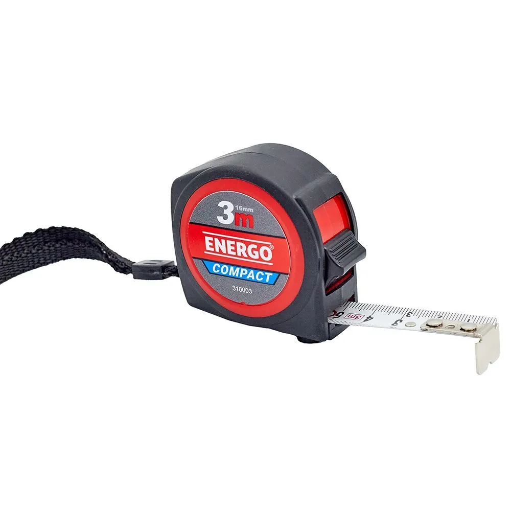 Ruleta Energo Compact, cauciucata, banda alba, 3m