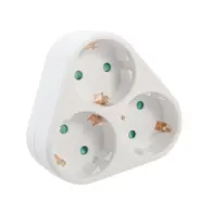 Triplu Stecher Spacer, Schuko, max 3500W, protectie copii, alb