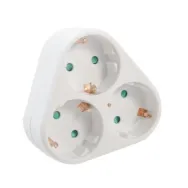 Triplu Stecher Spacer, Schuko, max 3500W, protectie copii, alb