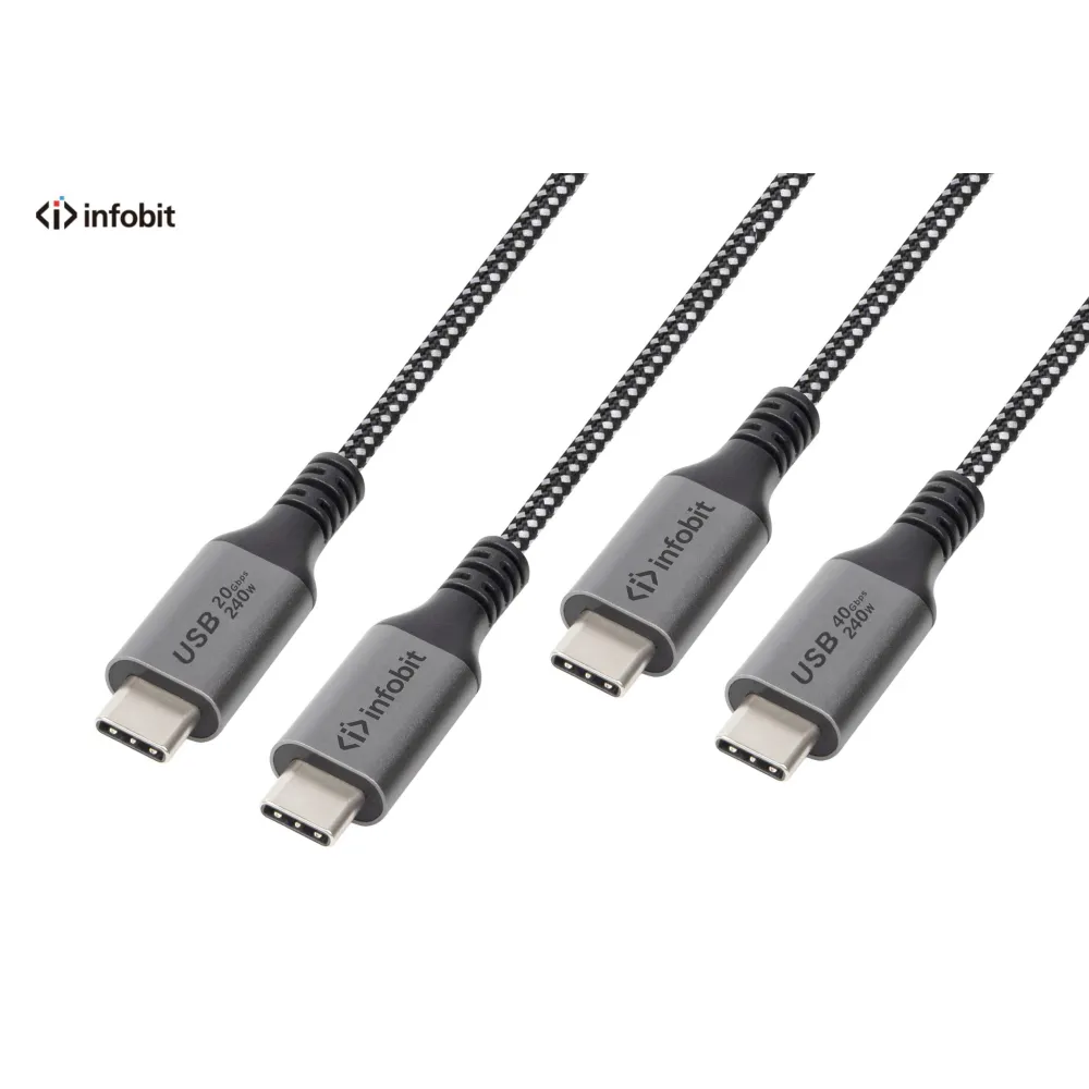 Cablu usb4 type c to c infobit icable-u4-cc2040 20gbps e-marker 4m