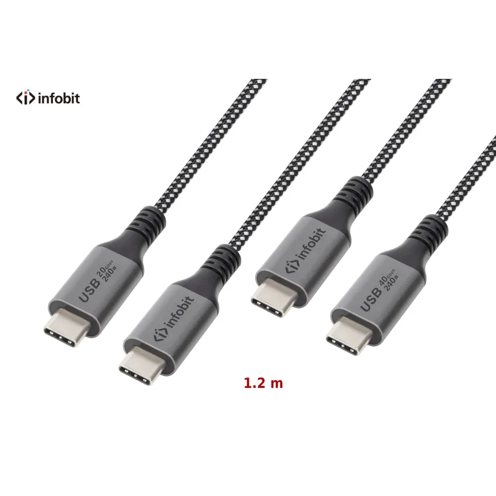 Cablu usb4 type c to c infobit icable-u4-cc4012 40gbps e-marker 1.2 m
