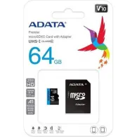 Memory Card microSDXC A-data Premier 64GB, Class 10, UHS-I U1, + Adaptor SD