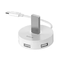 Hub extern baseus airjoy porturi usb: usb 3.0 x 1 + usb 2.0 x 3 conectare prin usb type-c rotund lungime cablu 10 cm alb cahu