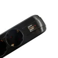 Prelungitor Spacer PP-5-18B-USB, 5x Schuko, 2x USB, 1.8m, Black