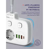 Prelungitor tip priza cu  protectie serioux quick charge 3.0 parametri