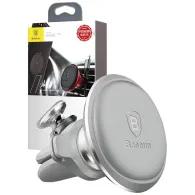 Suport auto baseus os pt. smartphone fixare grilaj ventilatie magnetic 2 x clips cablu argintiu sugx020012 -