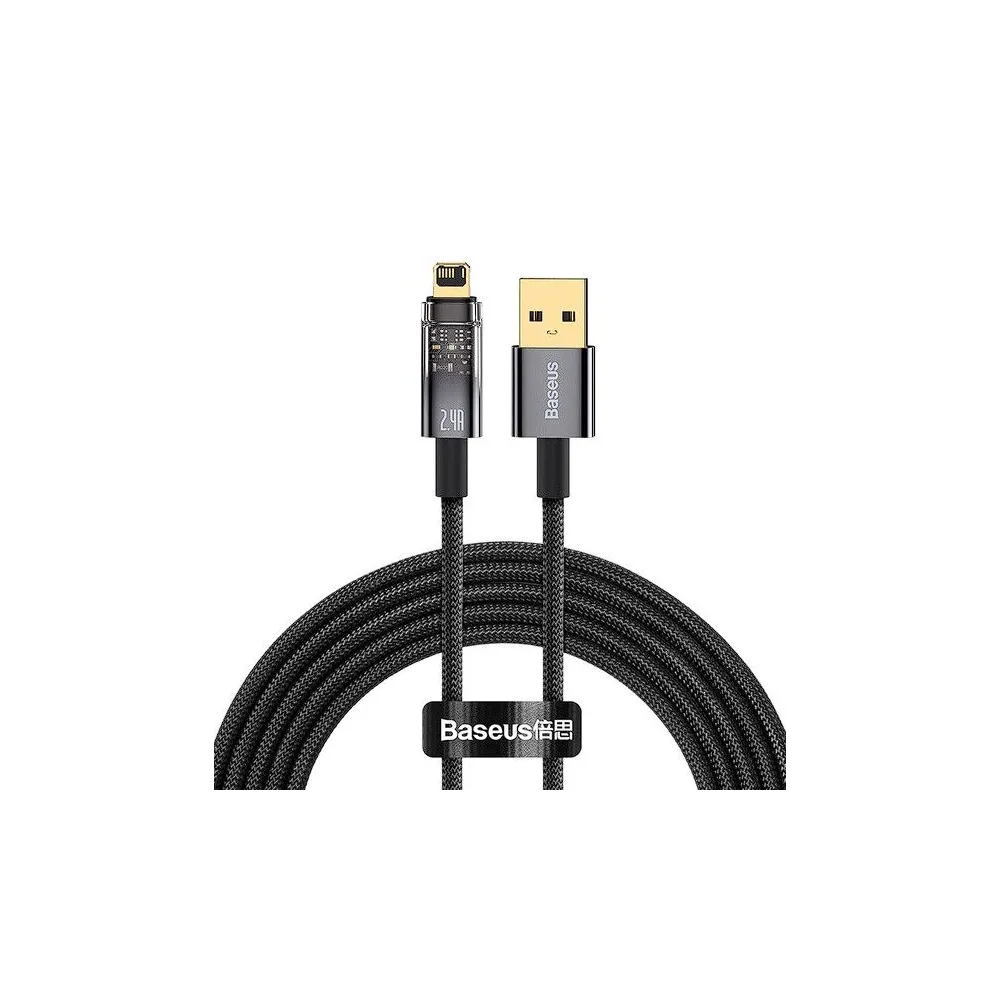 Cablu alimentare si date baseus explorer fast charging data cable pt. smartphone usb la lightning iphone 2.4a 1m auto power-o