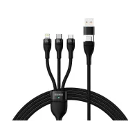 Cablu alimentare si date baseus flash series 2 one-for-three retractable pt. smartphone usb + usb type-c la micro-usb + light
