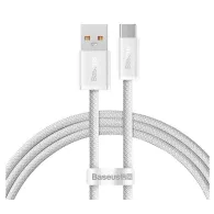 Cablu alimentare si date baseus dynamic fast charging data cable pt. smartphone usb la usb type-c 100w brodat 1m alb cald0006